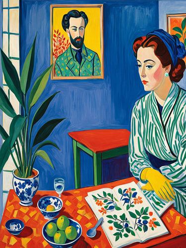 Woman At The Table Style Henri Matisse