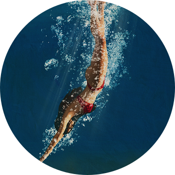 Vrouw Duikend onderwater van Jan Keteleer