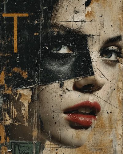Modern en abstract portret in collage stijl