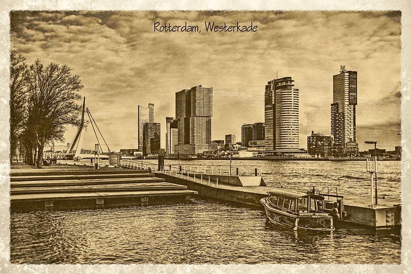 Vintage postcard: Rotterdam West Quay by Frans Blok