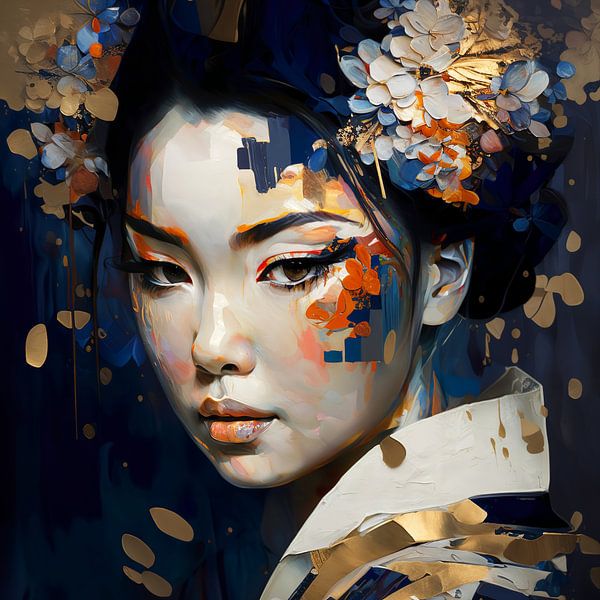 Beauté japonaise entourée de fleurs par Lauri Creates