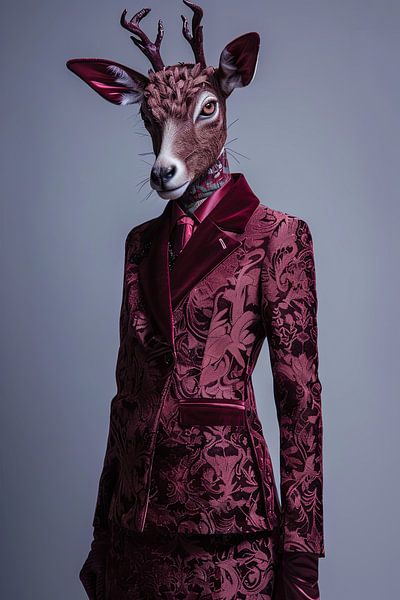 Portrait mixte homme et cerf par Egon Zitter