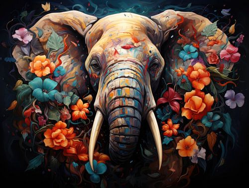 Vibrant Splendor: AI-Generated Elephant Art