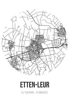 Etten-Leur (Noord-Brabant) | Map | Black and white by MyCityPoster