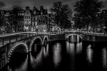 Two bridges on the Keizersgracht during the blue hour - 03 by ahafineartimages