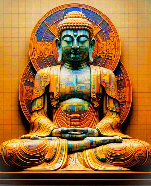 Buddha in the style of Gustav Klimt by Ineke de Rijk