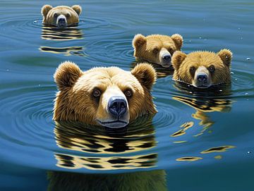 Wervelende kalmte: Bruine beren' Aquatisch ballet van Vincent Monozlay