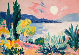 Mediterranean coast in pink and blue by Niklas Maximilian