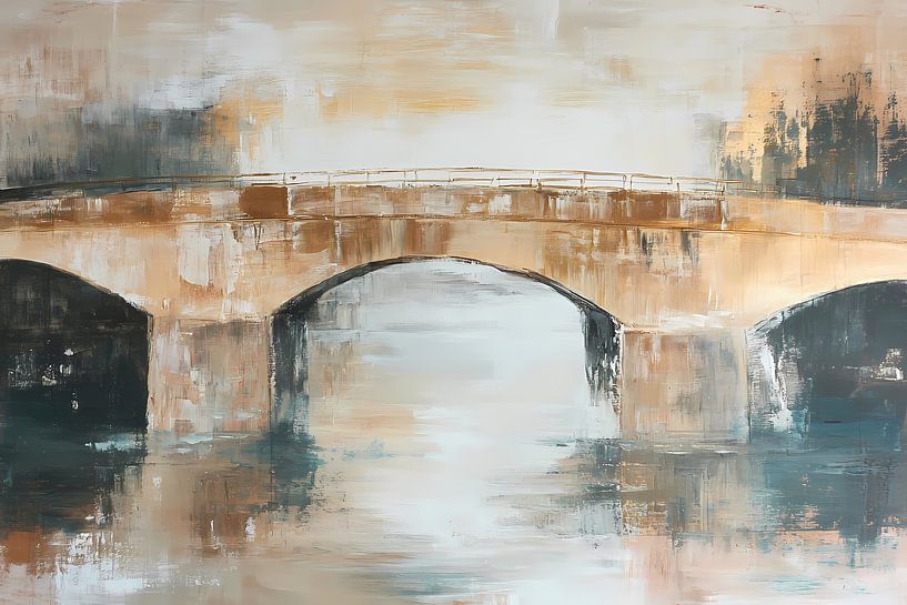 Abstracte brug met waterreflectie van Art & Soul Creations