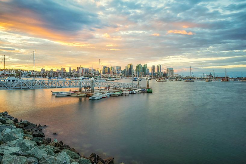 Calm Harbor City Sunrise - San Diego by Joseph S Giacalone Photography