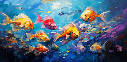 Onderwaterwereld met kleurrijke vissen – Digitale zeecompositie