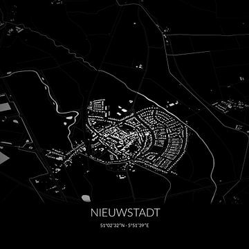 Schwarz-weiße Karte von Nieuwstadt, Limburg. von Rezona