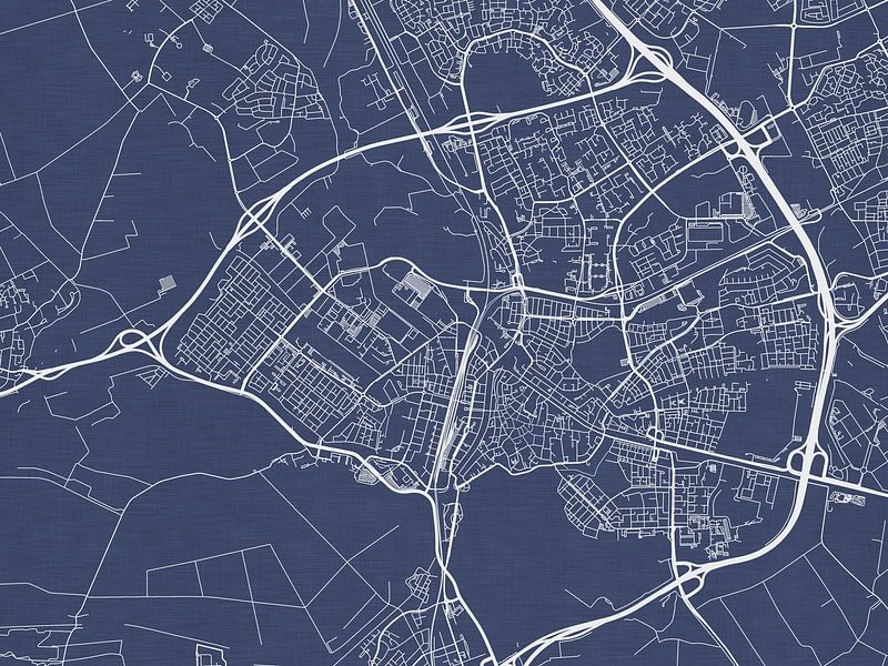 Map of Den Bosch in Royal Blue by De Kaartenwinkel
