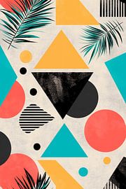 Bunte geometrische Muster mit Pflanzen von Poster Art Shop