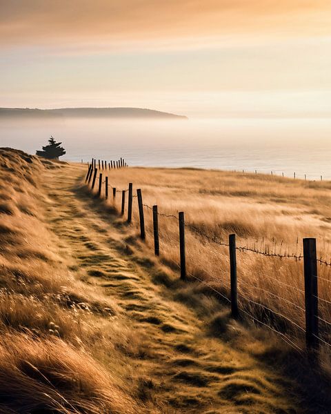 Omheining in het landschap van fernlichtsicht