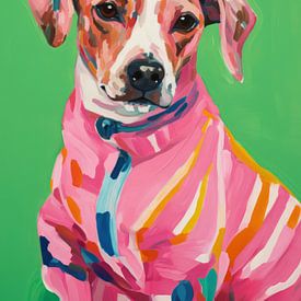 Colorful abstract modern Dog portrait by IamHome Studio