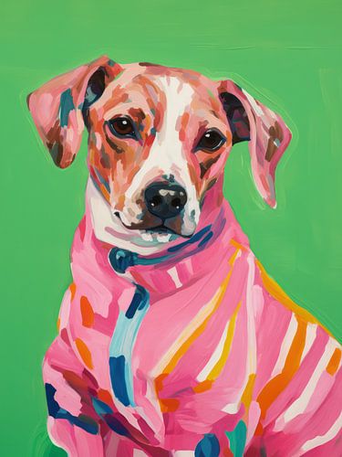 Portrait abstrait et moderne d'un chien aux couleurs vives