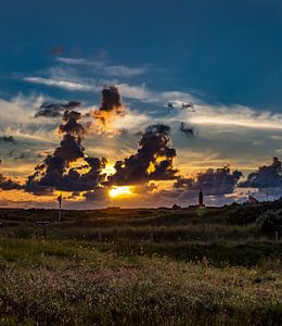 Eierland-Leuchtturm Sonnenuntergang Texel von Texel360Fotografie Richard Heerschap