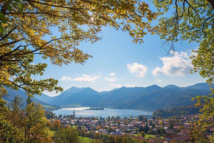 lookout from Oberriss, to tourist resort Schliersee and lake by SusaZoom