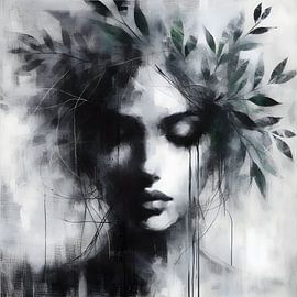 Black and white portrait plants by FoXo Art