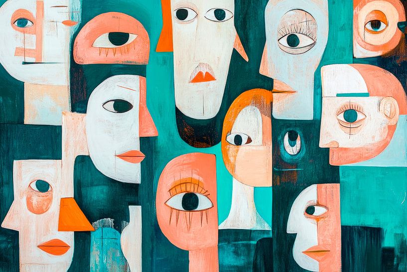 Diversity of faces in the art style by Poster Art Shop