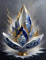 Delft blue tulip gold portrait