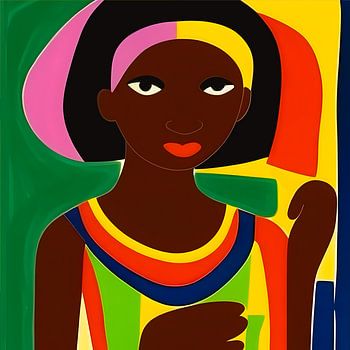 Collage Illustratie 7: Afrikaans meisje doet haar haren