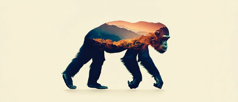 Gorilla with landscape by Poster Art Shop