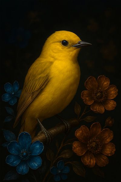 Yellow Warbler in Flower Light by But First Framing