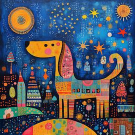 Einzigartiger Hund bei Nacht von TheXclusive Art
