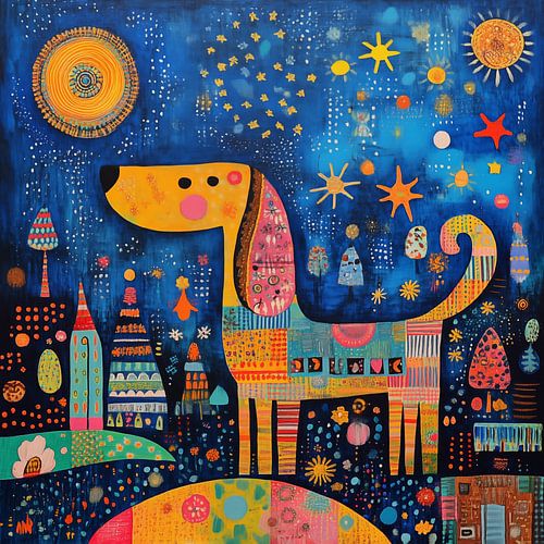 Einzigartiger Hund bei Nacht