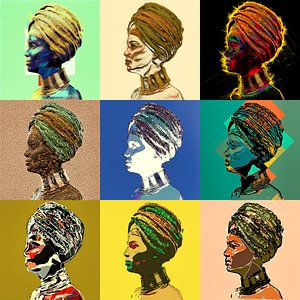 Portrait coloré d'une beauté africaine sur Arjen Roos