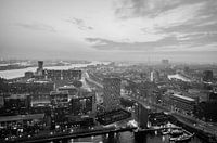 Uitzicht over de Rotterdamse haven (zwart-wit)