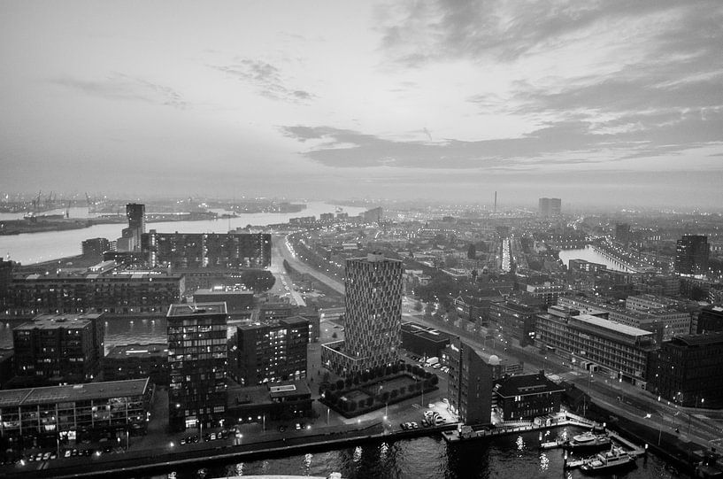 Uitzicht over de Rotterdamse haven (zwart-wit) von Bliek Fotografie