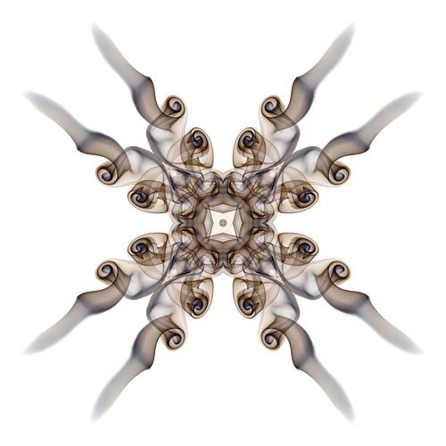 Abstract beeld gemaakt van rook op wit achtergrond