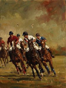 Dynamic Polo Match Vibrant Equestrian Art