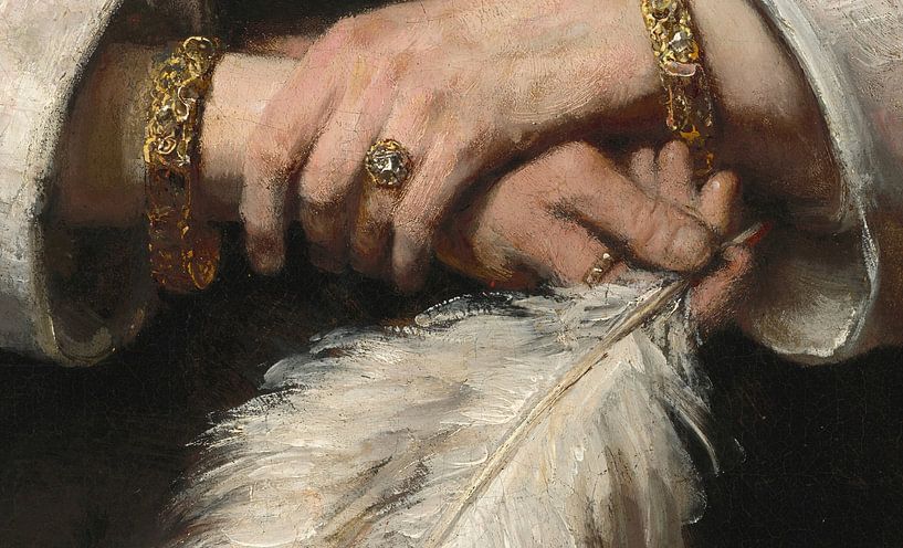 Detail: Ostrich feather, Rembrandt van Rijn by Details of the Masters