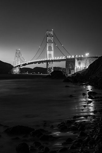 De Golden Gate Bridge in San Francisco in zwart-wit van Tux Photography