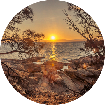 Zonsondergang in Freycinet NP op Tasmanië