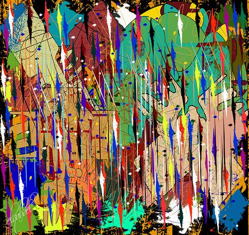 abstract coloured line and geometric shapes