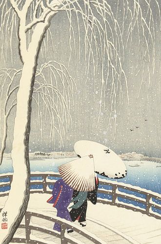 Im Schnee auf Yanagibashi von Ohara Koson
