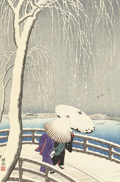 Im Schnee auf Yanagibashi von Ohara Koson von Gave Meesters