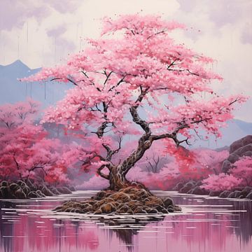 Roze boom japan van The Exclusive Painting