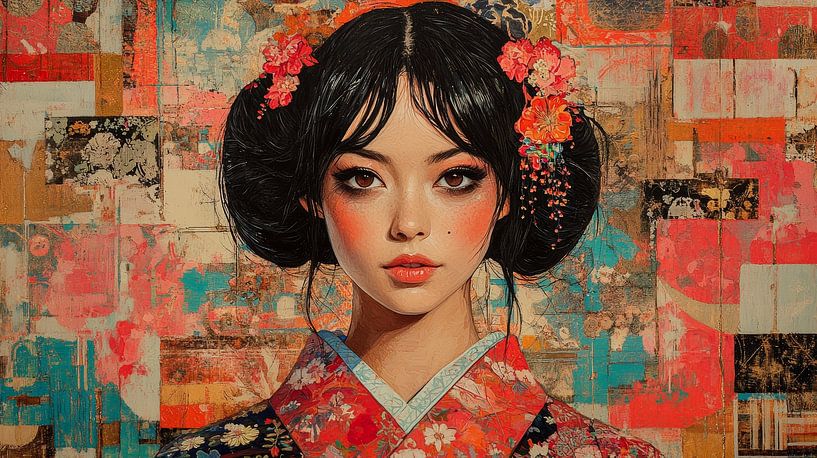 Japanese Woman in Red Kimono by robby akrim