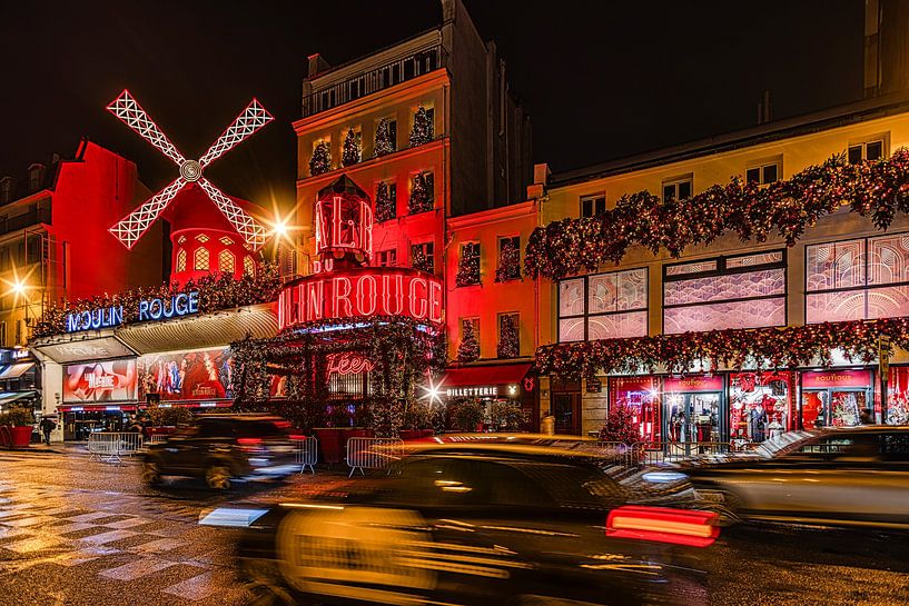 Moulin Rouge, Paris bei Nacht von FotoSynthese