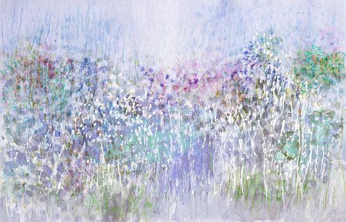 Romantische bloemenweide in pastel