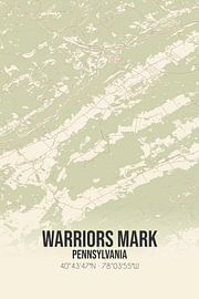 Vieille carte de Warriors Mark (Pennsylvanie), USA. sur Affiches de lieux