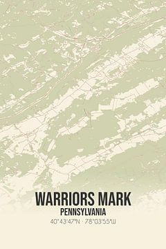 Alte Karte von Warriors Mark (Pennsylvania), USA. von Rezona