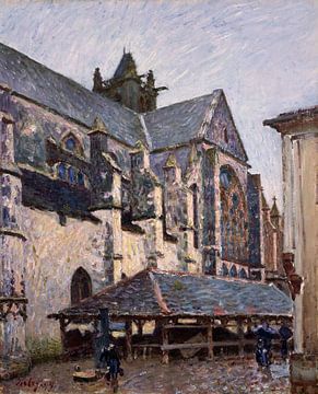 Alfred Sisley,De kerk bij Moret in de regen, 1894