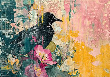 Peinture moderne d'oiseaux | Silhouette d'oiseau sur Caprices d'Art